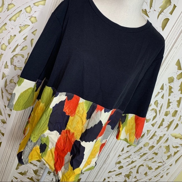 COS Navy Colorblocked Watercolor Top - Picture 2 of 9